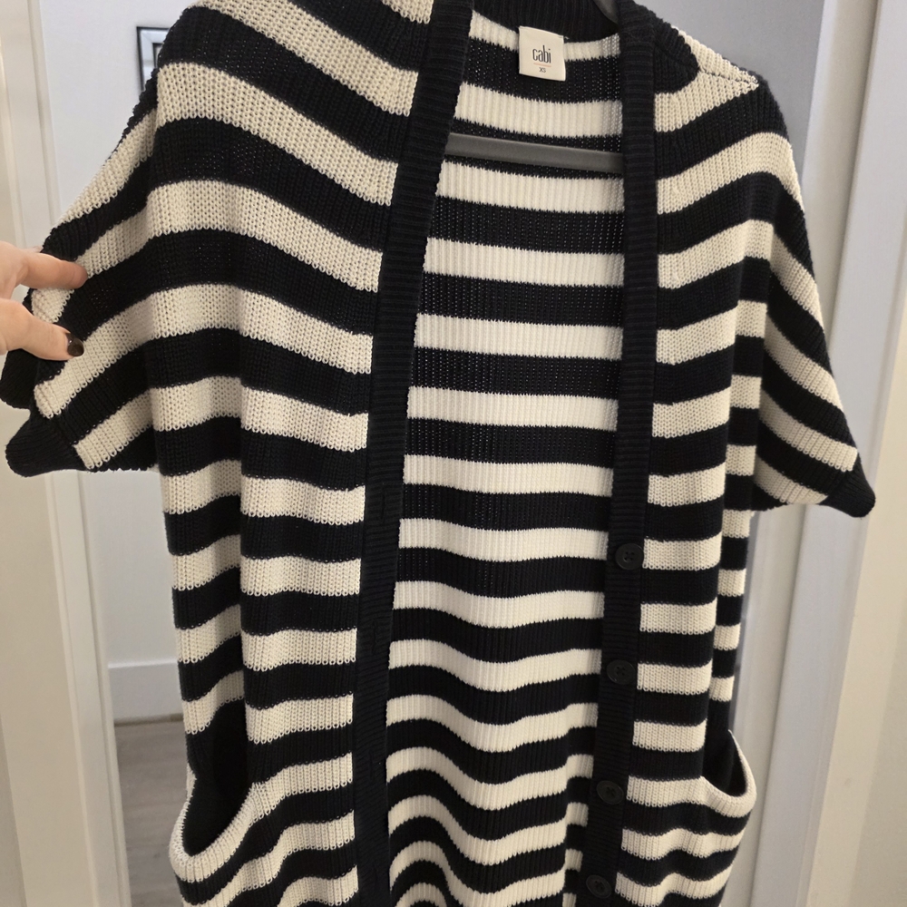 Cabi Black and White Striped Women's Sweater